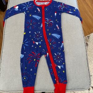 HTF Blue Fireworks Little Sleepies Zippy 3-6mo